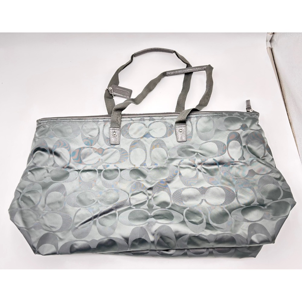 Coach Light Gray Signature Nylon Tote